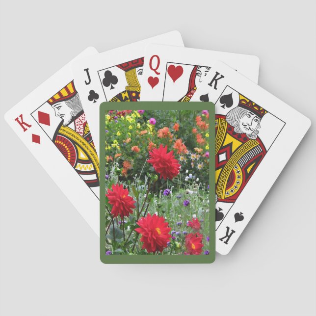 Garden of Dahlia Flowers Playing Cards (Back)