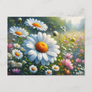 Garden of daisies postcard