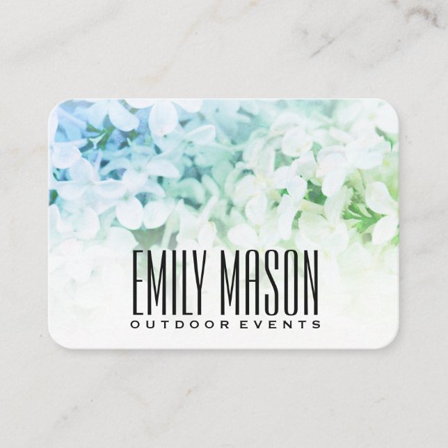 Garden of Eden | Exquisite Flowers, White Fade Business Card (Front)