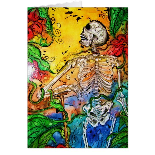 "Garden of Eden" Gentleman Skeleton in the Garden Card