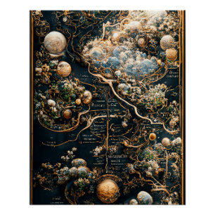 Garden of Eden Map, Heaven Map Cartography Poster