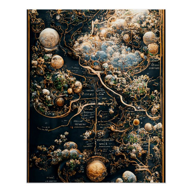 Garden of Eden Map, Heaven Map Cartography Poster (Front)