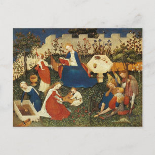 Garden of Eden mediaeval artist Postcard