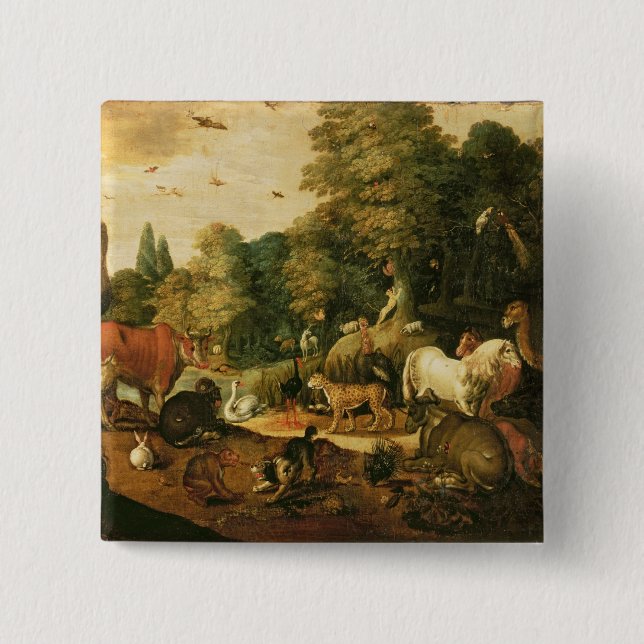 Garden of Eden (oil on canvas) 15 Cm Square Badge (Front)