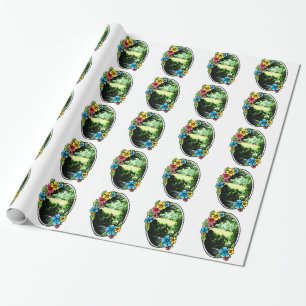 Garden of Eden with Colourful Frame Wrapping Paper