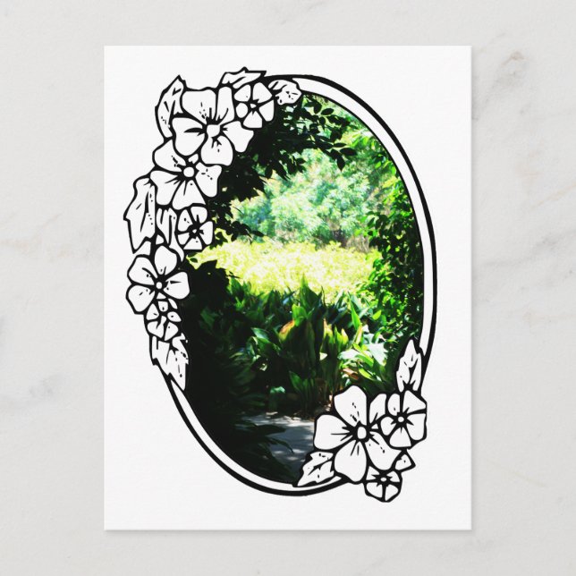 Garden of Eden with White Frame Postcard (Front)