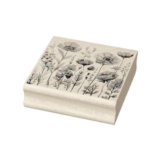 Garden of Flowers in a retro style  Rubber Stamp (Stamp)