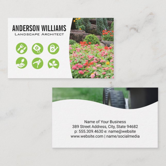 Garden of Flowers | Landscaping Icons Business Card (Front/Back)