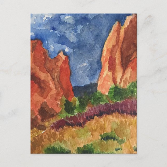 Garden of Gods Watercolor Painting Art Postcard (Front)
