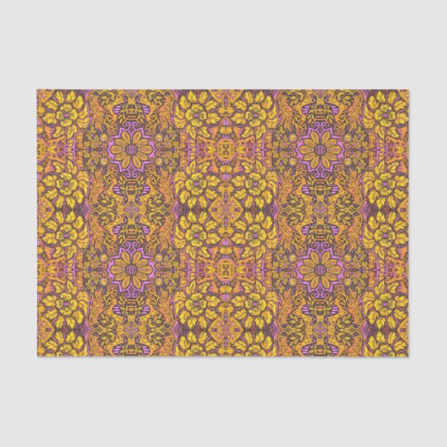 Garden of Magic Flowers Bohemian Arabesque Pattern Tissue Paper (Front)