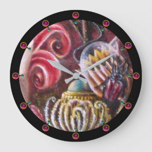 GARDEN OF MELISSA / Magic Flowers With Scarab Large Clock
