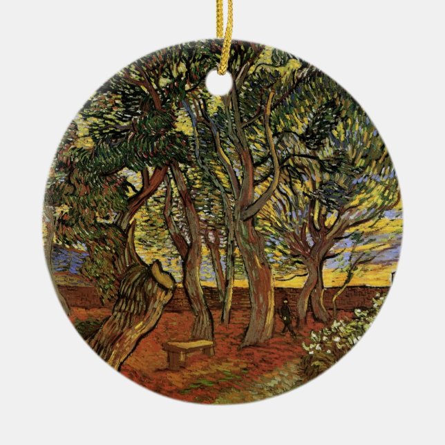 Garden of Saint-Paul Hospital by Vincent van Gogh Ceramic Ornament (Front)