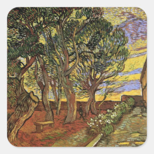 Garden of Saint-Paul Hospital by Vincent van Gogh Square Sticker