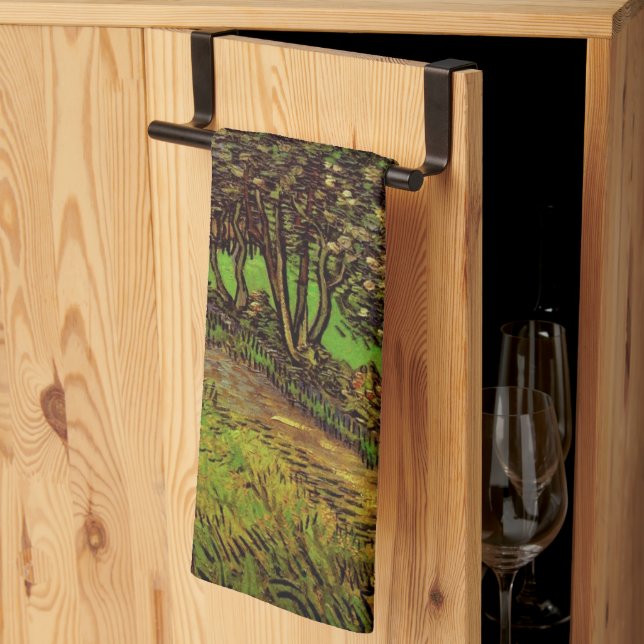 Garden of Saint-Paul Hospital by Vincent van Gogh Tea Towel (Thirds Fold)