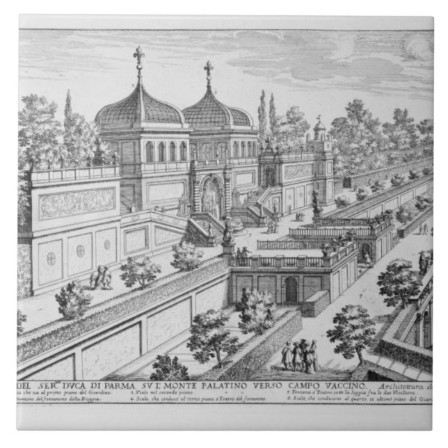 Garden of the Duke of Parma on the Palatine Hill, Ceramic Tile (Front)