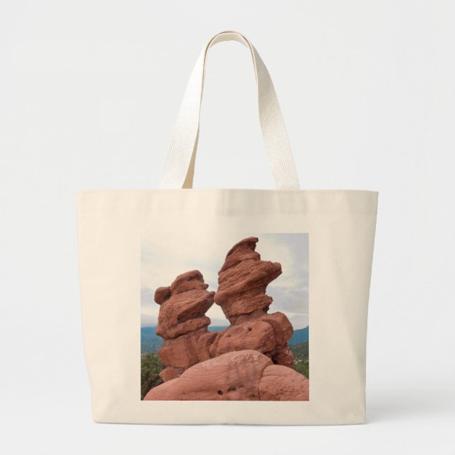 Garden of the Gods Landmark and Mountains Large Tote Bag (Front)