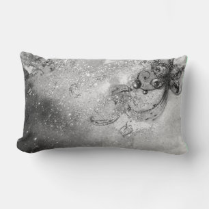 GARDEN OF THE LOST SHADOWS -black ,white, grey Lumbar Cushion