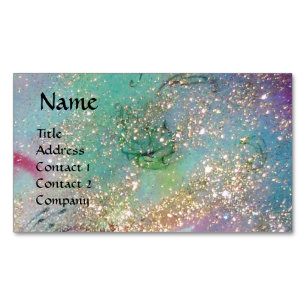 GARDEN OF THE LOST SHADOWS BLUE GOLD SPARKLES Magnetic BUSINESS CARD