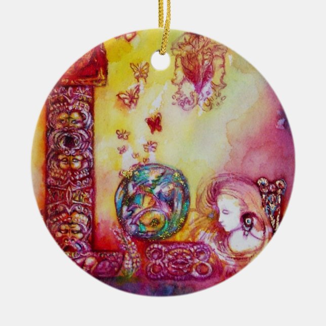 GARDEN OF THE LOST SHADOWS- BUTTERFLY PLANT CERAMIC TREE DECORATION (Front)