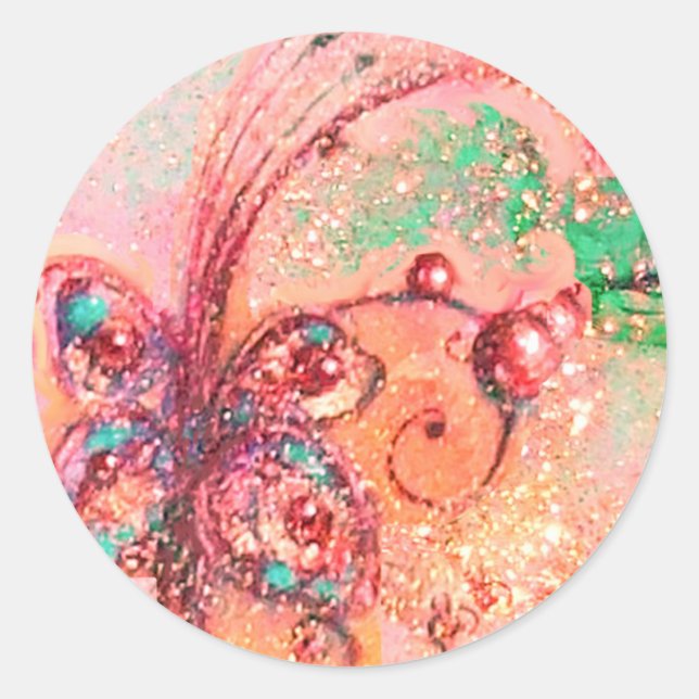 GARDEN OF THE LOST SHADOWS -BUTTERFLY PLANT CLASSIC ROUND STICKER (Front)