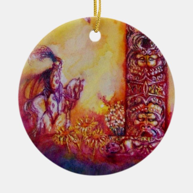 GARDEN OF THE LOST SHADOWS- BUTTERFLY PLANT Heart Ceramic Ornament (Front)