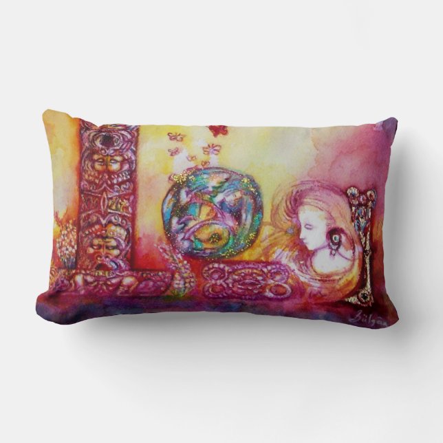 GARDEN OF THE LOST SHADOWS, FAERY AND BUTTERFLIES LUMBAR CUSHION (Front)