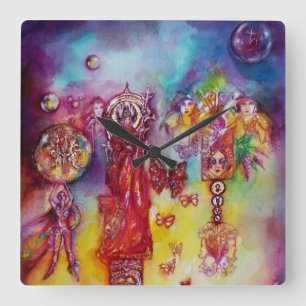 GARDEN OF THE LOST SHADOWS-FAIRIES AND BUTTERFLIES SQUARE WALL CLOCK