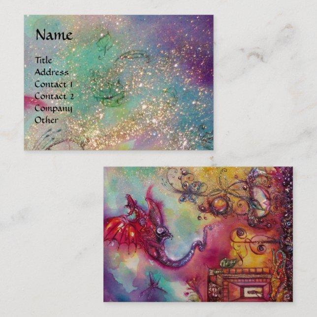 GARDEN OF THE LOST SHADOWS ,FLYING RED DRAGON Blue Business Card (Front/Back)