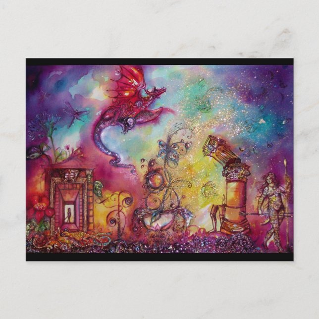 GARDEN OF THE LOST SHADOWS -FLYING RED DRAGON POSTCARD (Front)