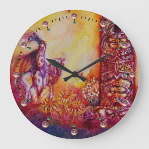 GARDEN OF THE LOST SHADOWS-KNIGHT ON HORSEBACK LARGE CLOCK