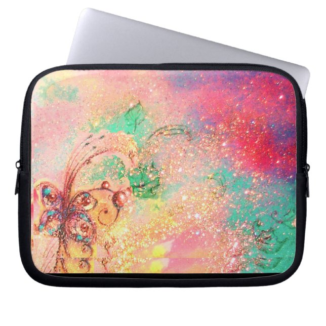 GARDEN OF THE LOST SHADOWS /MAGIC BUTTERFLY PLANT LAPTOP SLEEVE (Front)