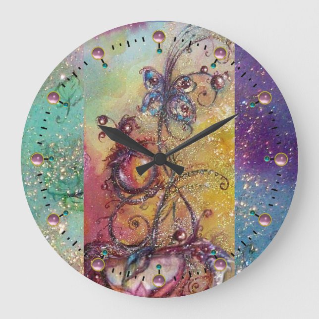 GARDEN OF THE LOST SHADOWS,MAGIC BUTTERFLY PLANT LARGE CLOCK (Front)