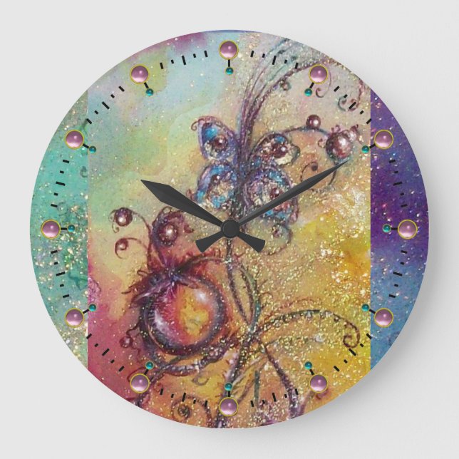 GARDEN OF THE LOST SHADOWS,MAGIC BUTTERFLY PLANT LARGE CLOCK (Front)