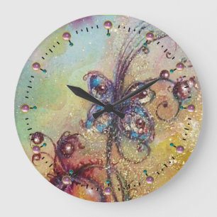 GARDEN OF THE LOST SHADOWS,MAGIC BUTTERFLY PLANT LARGE CLOCK