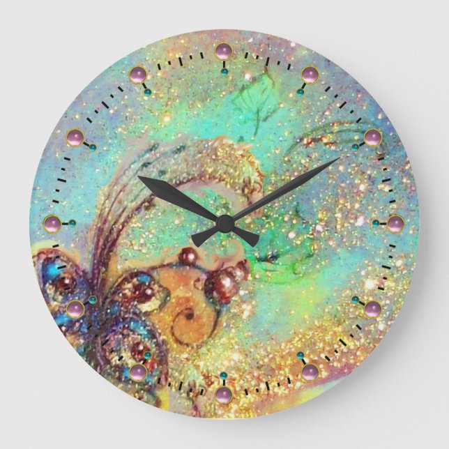 GARDEN OF THE LOST SHADOWS,MAGIC BUTTERFLY PLANT LARGE CLOCK (Front)