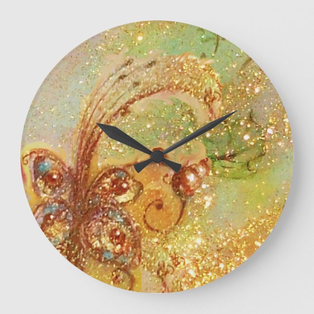 GARDEN OF THE LOST SHADOWS,MAGIC BUTTERFLY PLANT LARGE CLOCK (Front)