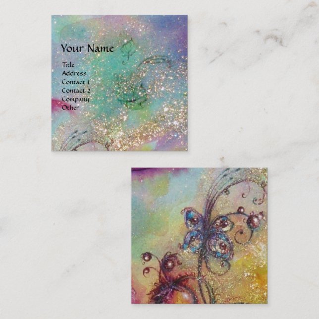 GARDEN OF THE LOST SHADOWS MAGIC BUTTERFLY PLANT SQUARE BUSINESS CARD (Front/Back)