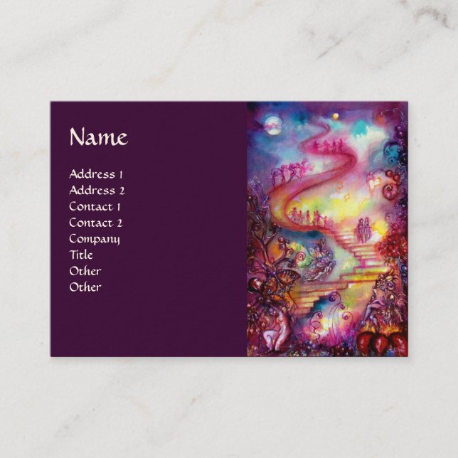 GARDEN OF THE LOST SHADOWS / MAGIC STAIRS pink red Business Card (Front)