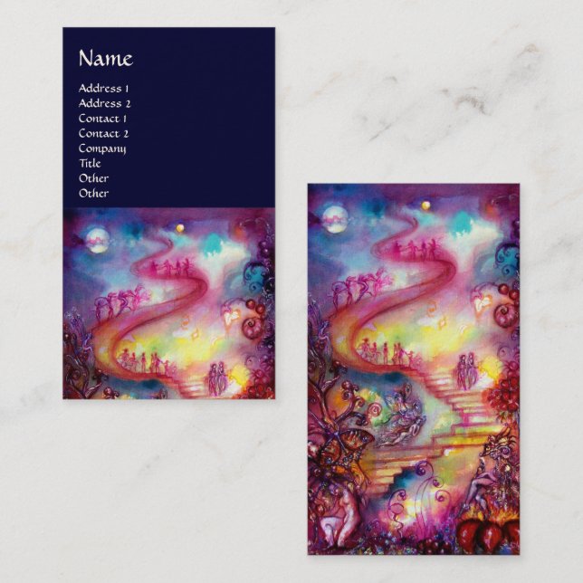 GARDEN OF THE LOST SHADOWS / MAGIC STAIRS pink red Business Card (Front/Back)