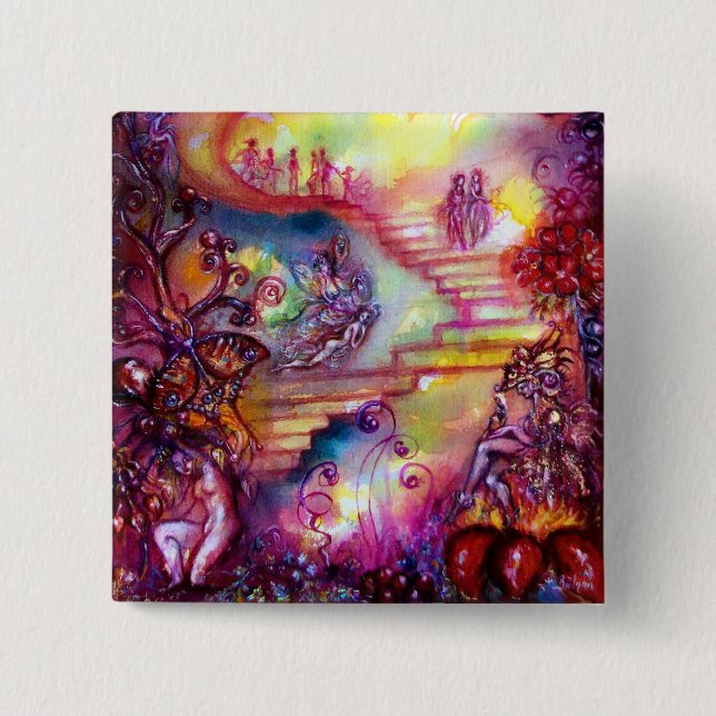 GARDEN OF THE LOST SHADOWS -MYSTIC STAIRS 15 CM SQUARE BADGE (Front)
