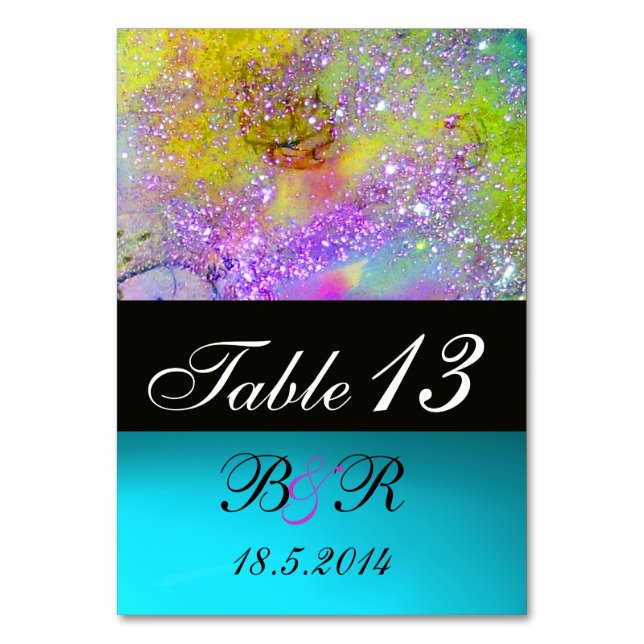 GARDEN OF THE LOST SHADOWS Pink Purple Blue Yellow Table Number (Back)