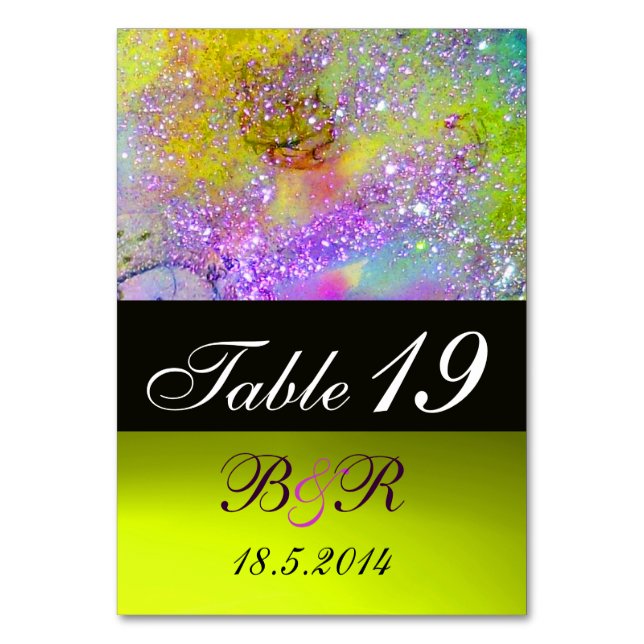 GARDEN OF THE LOST SHADOWS Pink Purple Gold Yellow Table Number (Front)