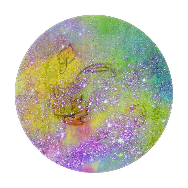 GARDEN OF THE LOST SHADOWS -Purple Yellow Green Cutting Board (Front)