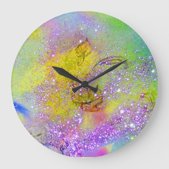GARDEN OF THE LOST SHADOWS - Purple Yellow Green Large Clock (Front)