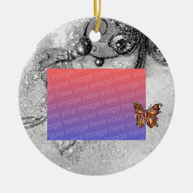 GARDEN OF THE LOST SHADOWS  White Photo Template Ceramic Tree Decoration (Front)