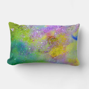 GARDEN OF THE LOST SHADOWS -yellow, purple violet Lumbar Cushion