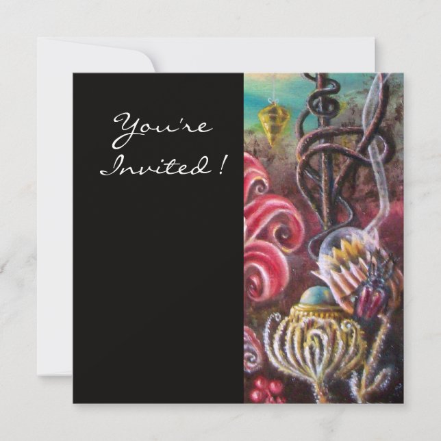 GARDEN OF THE MELISSA 2, Black, White,Fuchsia Invitation (Front)