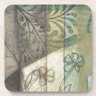 Garden Panel with Leaves, Flowers, and Grass Coaster