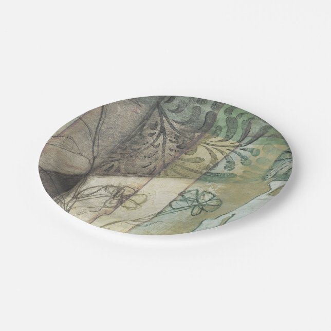 Garden Panel with Leaves, Flowers, and Grass Paper Plate (Angled)