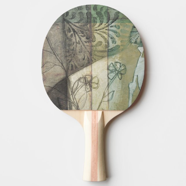 Garden Panel with Leaves, Flowers, and Grass Ping Pong Paddle (Front)